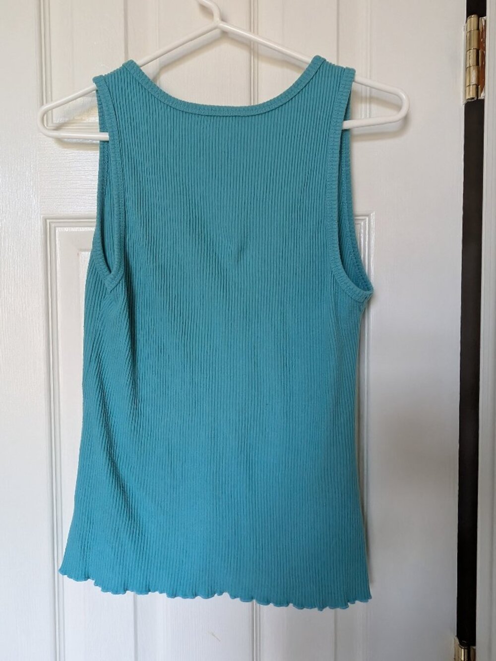 Teal Ribbed Snap-Front Tank Top | Size Large - Picture 2 of 2